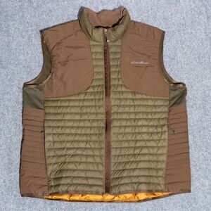 Eddie Bauer Sport Shop Stormdown 700 Goose Down Vest Men's XL Olive Green Brown